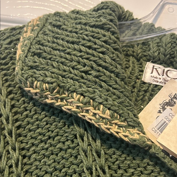 Rico Green Cowl Neck Women's Sweater. 100%cotton handmaid in Thailand. - Picture 4 of 5